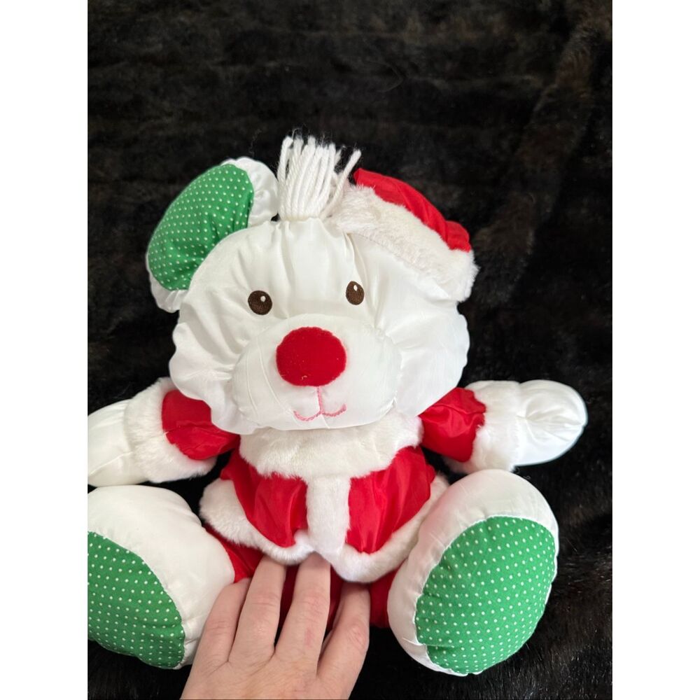 Vintage Fisher-Price The Puffalumps Christmas Mouse   Plush 13" Santa
